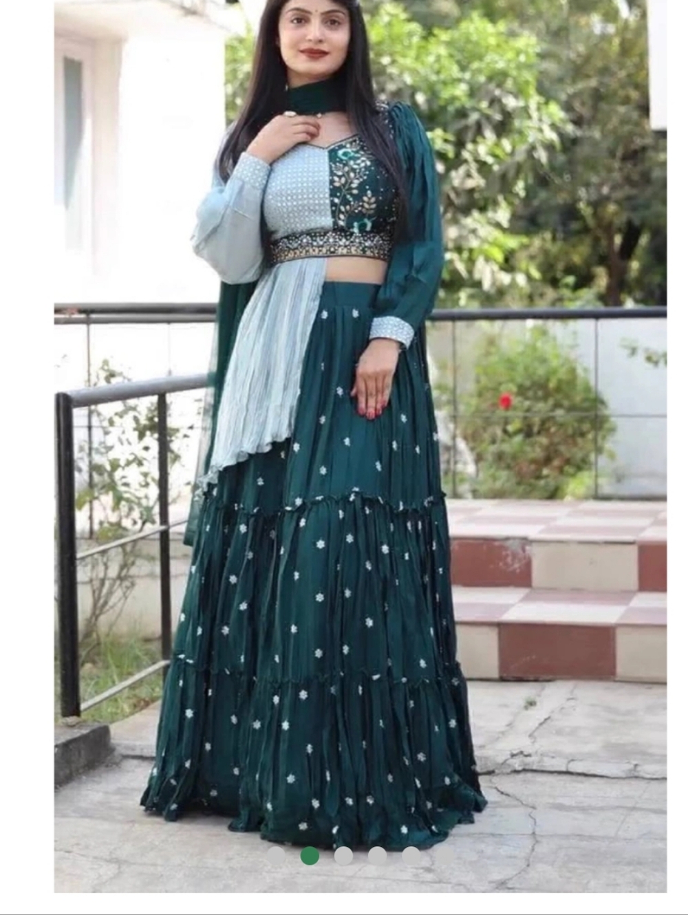 Teal Green Embroidered Lehenga Set with Dupatta